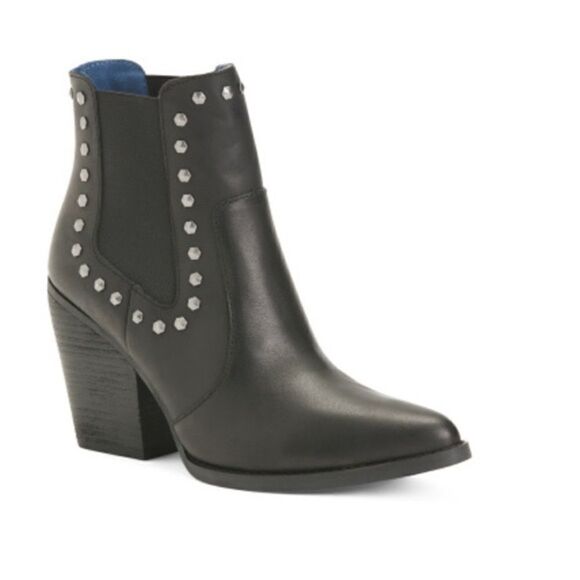 Dingo Stay Sassy Western Booties Women's Studded Ankle Leather Boots Black - Picture 3 of 8